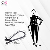 Detailed View of 190cm Faux Leather Performance Whip - Professional Stage Prop
